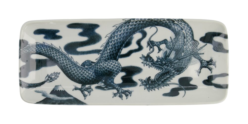 Japonism Dragon middagstallerken - 14x28,5 cm.